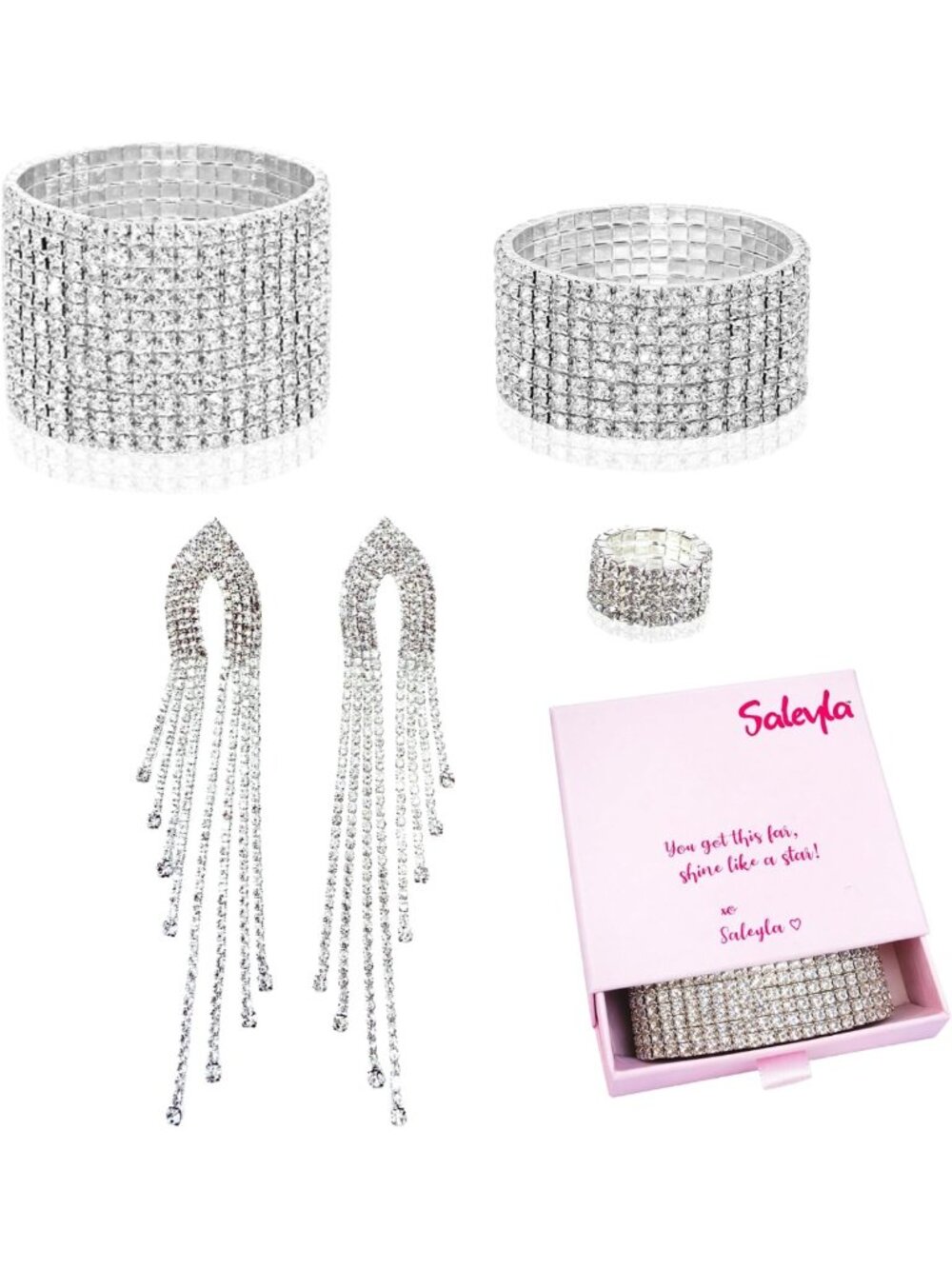 Competition Jewelry Set for NPC & Fitness Shows - Draping Earrings, Crystal
